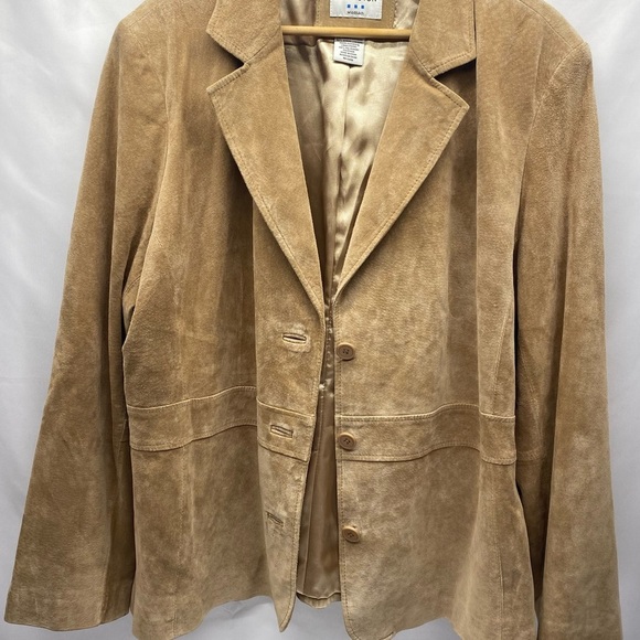 Covington Tan Suede Blazer W 20-22 Lined 3 Button Closure CLASSIC - Picture 4 of 14